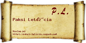 Paksi Letícia névjegykártya